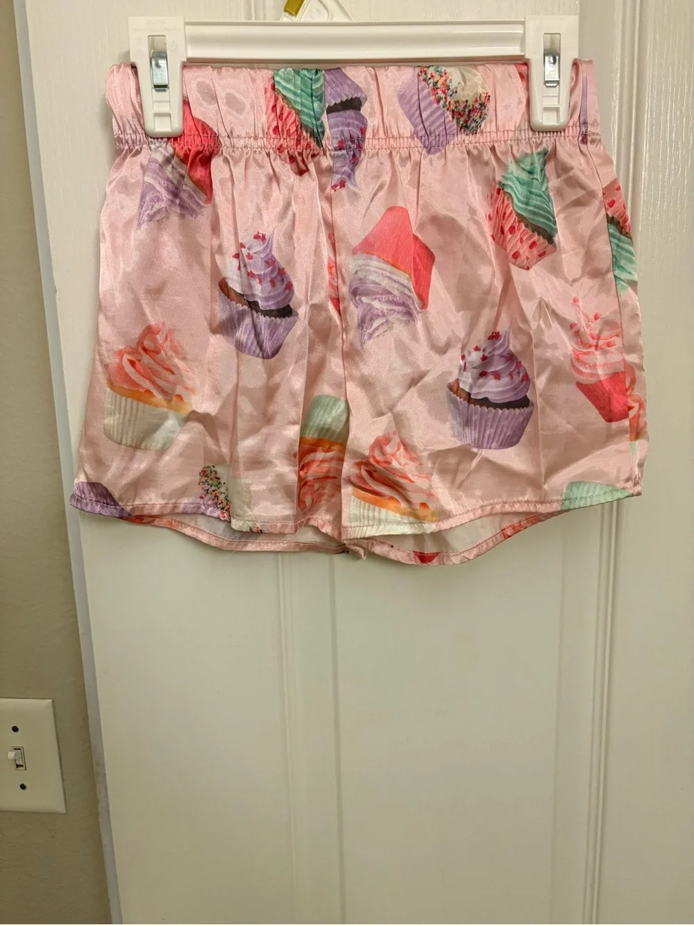 Carters Pink Cupcake Satin Pajama Top and Shorts Set
